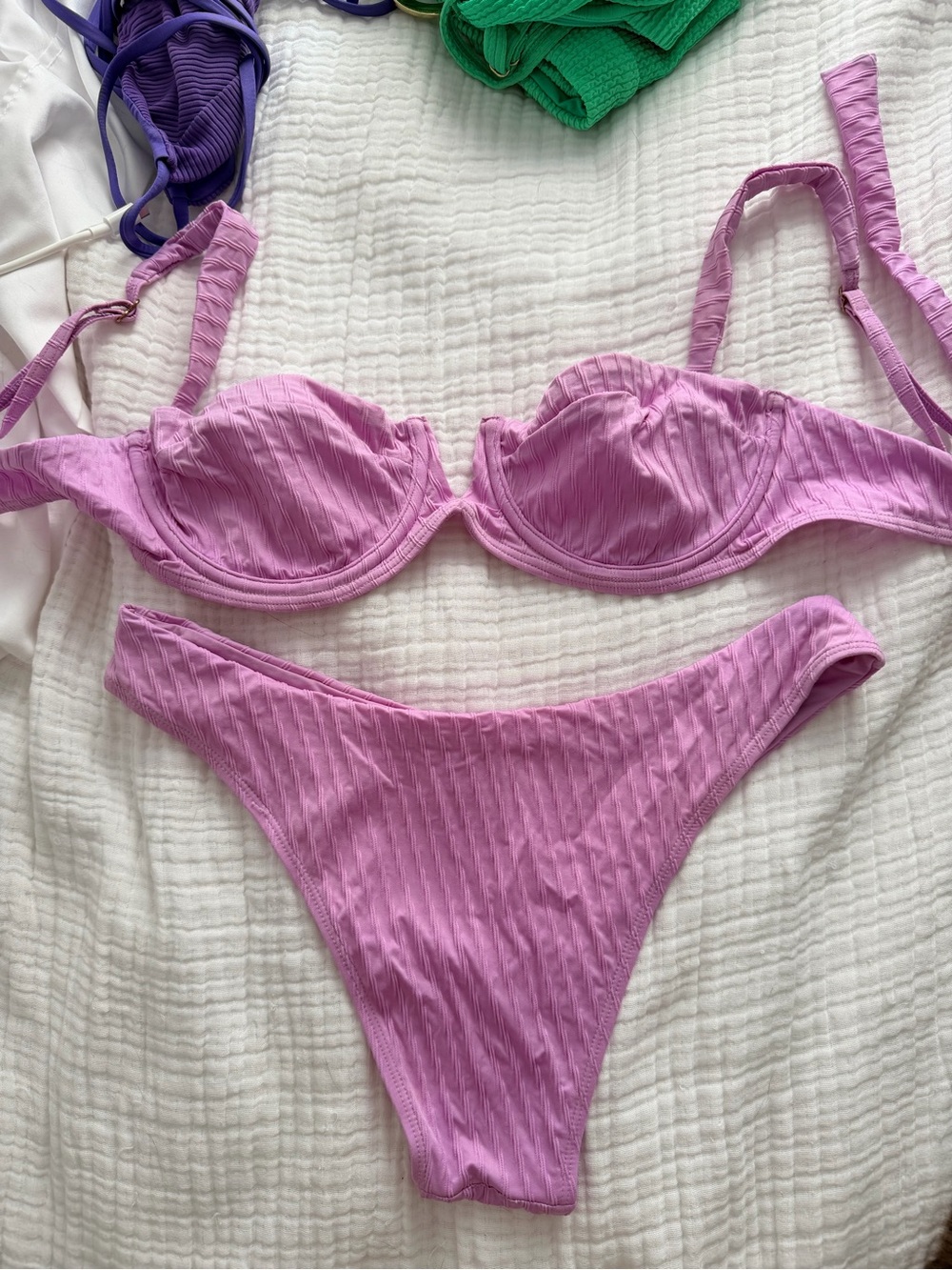 Monday Swimwear Lavender Ribbed Underwire Bikini Set